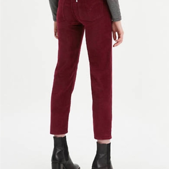 Women’s Levi’s Premium Wedgie Straight Fit Corduroy red button fly pants - Picture 2 of 8